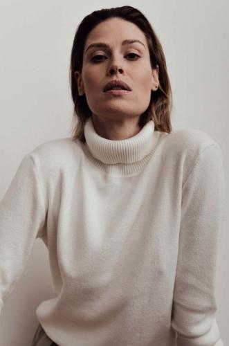 Muuv. pulover KOHEI femei, culoarea alb, cu guler