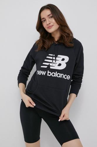 New Balance bluză WT03550BK femei, culoarea negru, cu imprimeu WT03550BK-BK