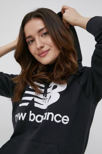 New Balance bluză WT03550BK femei, culoarea negru, cu imprimeu WT03550BK-BK