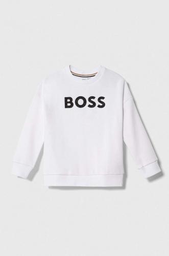 Boss bluza copii culoarea alb, cu imprimeu