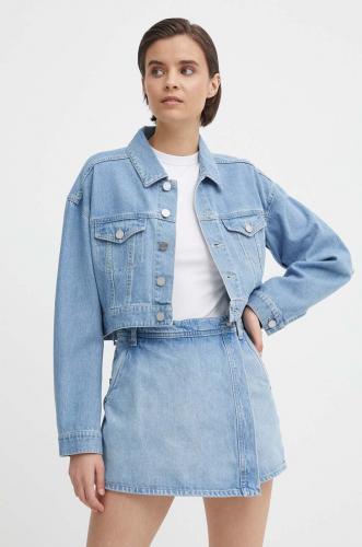 DKNY geaca jeans femei, de tranzitie, oversize, D2A4CX20