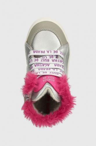 Agatha Ruiz de la Prada cizme de iarna pentru copii culoarea argintiu