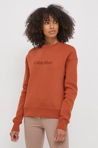 Calvin Klein bluză femei, culoarea maro, cu imprimeu K20K206757