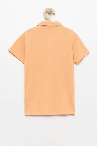 Guess tricouri polo din bumbac pentru copii culoarea portocaliu, neted
