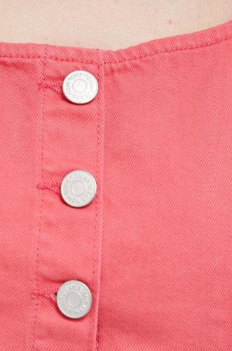 Tommy Jeans top din denim culoarea roz