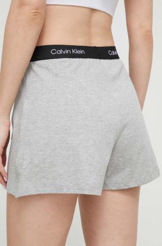 Calvin Klein Underwear pantaloni scurți din bumbac lounge culoarea gri, cu imprimeu, high waist