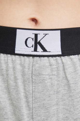 Calvin Klein Underwear pantaloni scurți din bumbac lounge culoarea gri, cu imprimeu, high waist