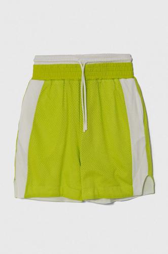 Sisley pantaloni scurti copii culoarea verde, talie reglabila