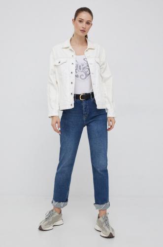Pepe Jeans longsleeve femei, culoarea alb