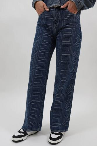 CHANGE OFF Blugi Denim Regular Fit cu Talie Medie și Buzunare Aplicate Marquise