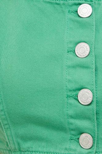 Tommy Jeans top din denim culoarea verde