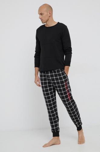Calvin Klein Underwear Bluză pijama bărbați, culoarea negru, material neted