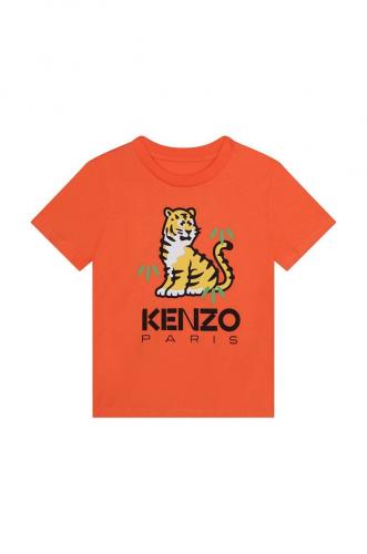 Kenzo kids tricou de bumbac pentru copii culoarea portocaliu, cu imprimeu