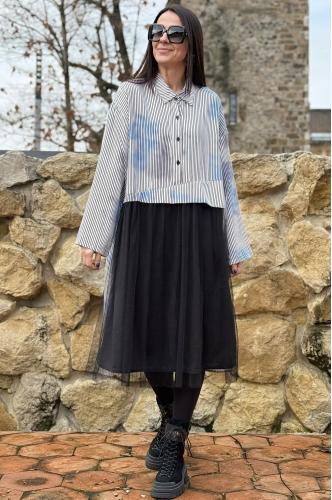 Fly Model Italia rochie lunga multicolora cu croiala lejera