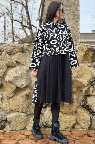 Fly Rochie dama imprimata model lung casual cu tull