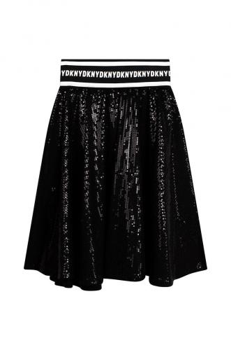 DKNY fusta fete culoarea negru, mini, evazati