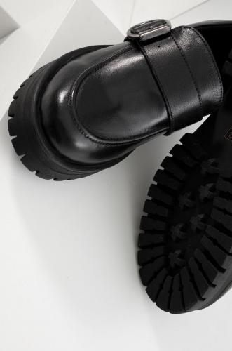 Answear Lab mocasini de piele femei, culoarea negru, cu platforma