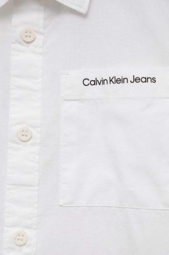 Calvin Klein Jeans camasa din bumbac culoarea alb