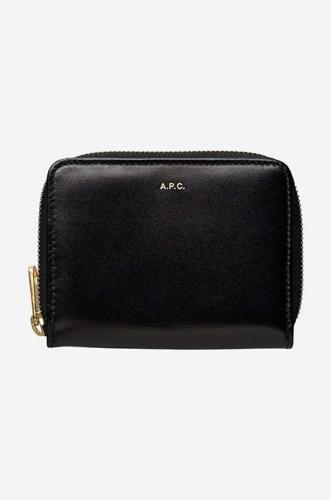 A.P.C. portofel de piele culoarea negru PXAWV.F63029-BLACK