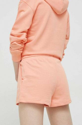Roxy pantaloni scurti femei, culoarea roz, neted, medium waist