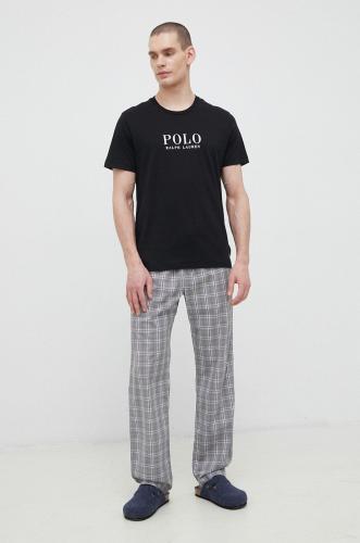 Polo Ralph Lauren tricou de pijama din bumbac culoarea negru, cu imprimeu 714899613