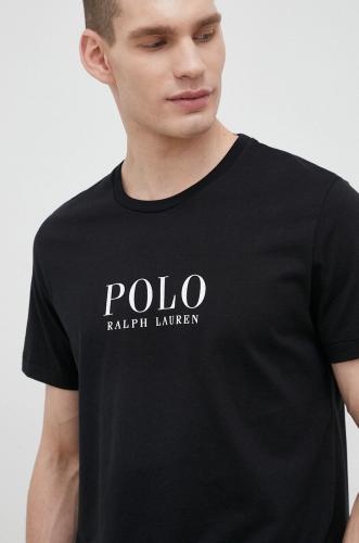 Polo Ralph Lauren tricou de pijama din bumbac culoarea negru, cu imprimeu 714899613