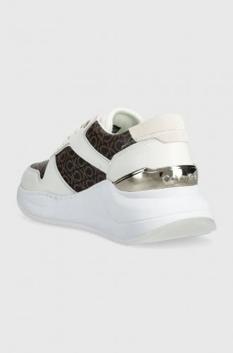 Calvin Klein sneakers CHUNKY INTERN WEDGE LACE UP-MONO culoarea alb, HW0HW01439