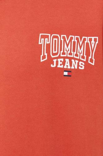 Tommy Jeans hanorac de bumbac barbati, culoarea portocaliu, cu imprimeu