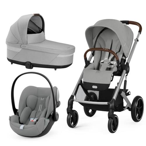 Cybex Carucior Balios S Lux 3 in 1 Silver Stone Grey cu Scoica Auto Cloud G i-Size Plus reclinabila