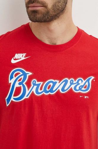 Nike tricou din bumbac Atlanta Braves barbati, culoarea rosu, cu imprimeu