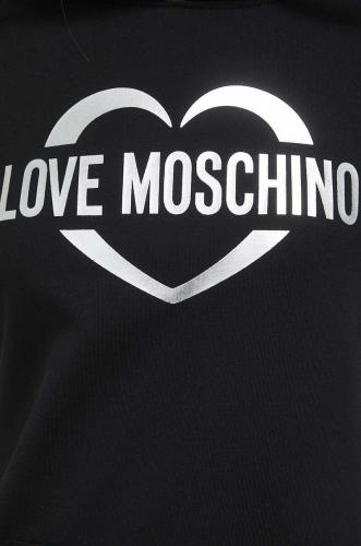Love Moschino bluza femei, culoarea negru, cu glugă, cu imprimeu