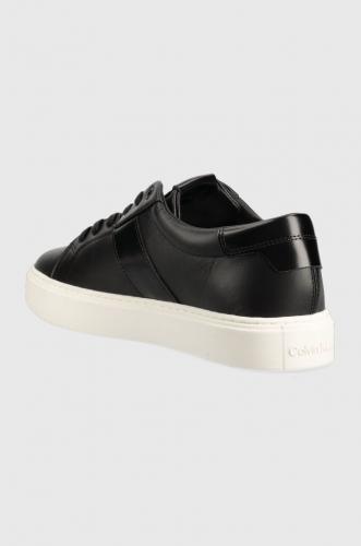 Calvin Klein sneakers din piele LOW TOP LACE UP LTH culoarea negru, HM0HM01055