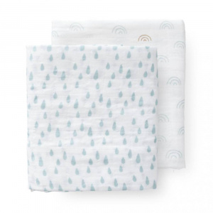 Fresk Set 2 paturici muselina Rainbow blue 120x120 cm