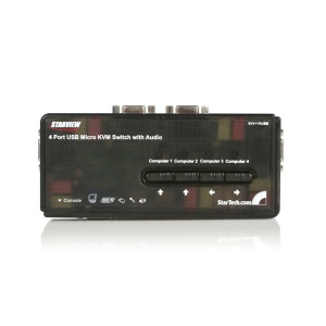 StarTech.com 4 Port Black USB KVM Switch Kit with Cables and Audio SV411KUSB