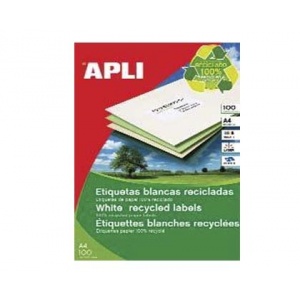 Apli ETICHETE AUTOADEZIVE DIN HARTIE RECICLATA A4, colturi drepte