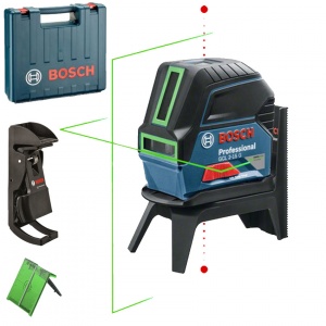 Bosch GCL 2-15 G + RM 1 Nivela laser cu linii (15 m) + Suport professional + Clema pentru tavan + Valiza
