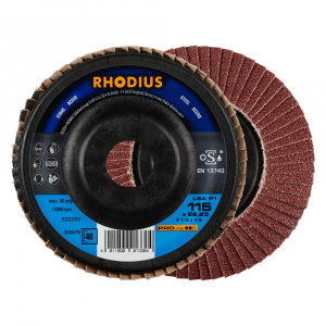 RHODIUS Disc Abraziv pentru Finisare, Polizare Otel, Lsa P1, Lamele Inclinate, Granulatie 40, 125 X 22.23
