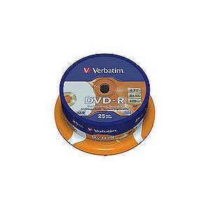 Verbatim 4.7GB DVD-R 16X Wide Inkjet Printable No ID Brand 50pcs (43533)