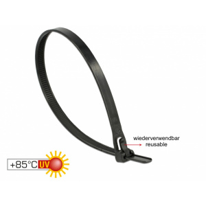 Delock Bride reutilizabile rezistente la caldura 300 x 7.6mm 100buc Negre 18758