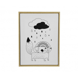 Versa Tablou Fox 30x40 cm, Alb,Negru