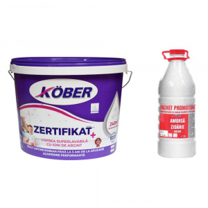 Kober Vopsea lavabila, interior Zertifikat Plus 15 L + Amorsa 3 L