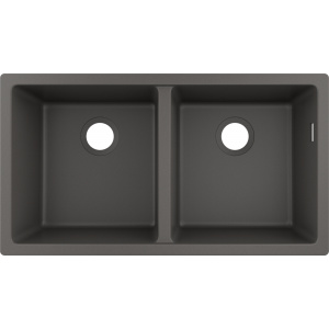 Hansgrohe Chiuveta S510-U770 SilicaTec 370x370 45x82x19 cm cu doua cuve stone grey