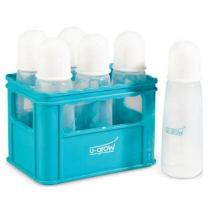 U-Grow Kit 6 biberoane cu ladita UG-BCRT6, 0+ luni, 270ml (Alb-Albastru)