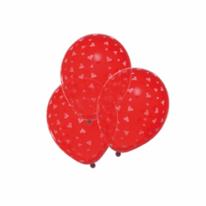 Herlitz BALON ROSU CU INIMI ALBE SET6