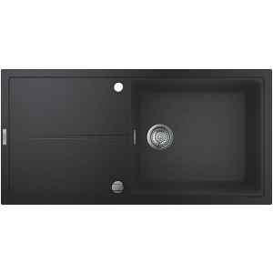 Grohe K400 31641AP0, 1 cuva, picurator reversibil, compozit quartz, negru