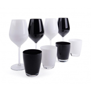 Excelsa Set 8 pahare Faye Black & White