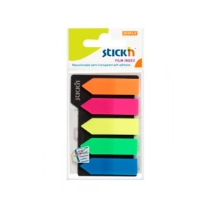 Stickn Stick index plastic transparent color 42 x 12 mm, 5 x 25 file/set, Stick