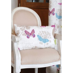 Stof Perna decorativa Fluturi multicolori - alba