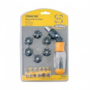 Strend Pro Trusa surubelnita cu clichet YF40239, biti, tubulare, 62 piese