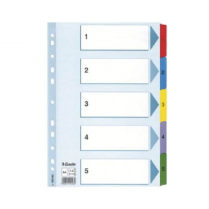 Esselte Separatoare carton Mylar cu index laminat A4 numere 1-5 96002551